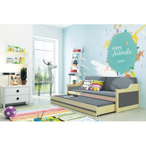Dětská postel nebo gauč s výsuvnou postelí DAVID 190x80 cm Zelená Borovice