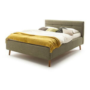 Zelená čalúnená dvojlôžková posteľ s úložným priestorom s roštom 160x200 cm Lotte - Meise Möbel