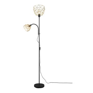 Čierna/v zlatej farbe stojacia lampa s kovovým tienidlom (výška  180 cm) Haval – Trio