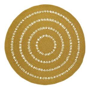 Horčicovožltý ručne vyrobený koberec zo zmesi vlny a bavlny Nattiot Bibek, ø 110 cm