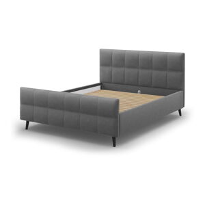 Tmavosivá čalúnená dvojlôžková posteľ s roštom 140x200 cm Gigi - Micadoni Home