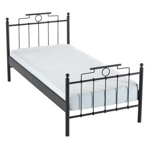 Čierna kovová jednolôžková posteľ s roštom 90x200 cm Hatkus – Kalune Design