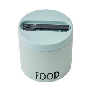 Zelený desiatový termobox s lyžicou Design Letters Food, výška 11,4 cm