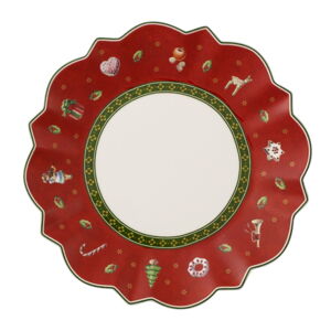 Červený porcelánový tanier s vianočným motívom Villeroy & Boch, ø 17 cm