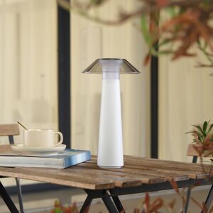 Lindby LED dobíjacia vonkajšia stolová lampa Gomba, biela, stmievateľná