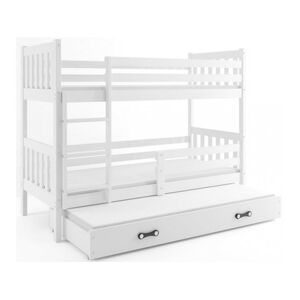 Detská posteľ CARINO s výsuvnou posteľou 80x190 cm - biela Ružová