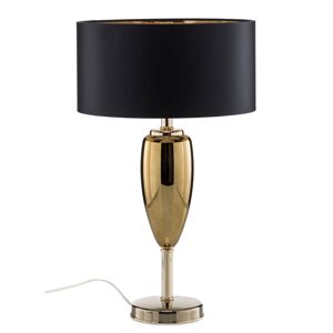 Show Ogiva – čierno-zlatá textilná stolná lampa