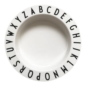 Biely detský hlboký tanier Design Letters Eat & Learn, 15,5 cm