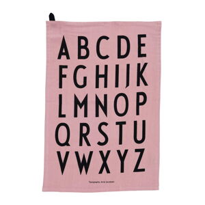 Ružová bavlnená utierka Design Letters Alphabet, 40 x 60 cm