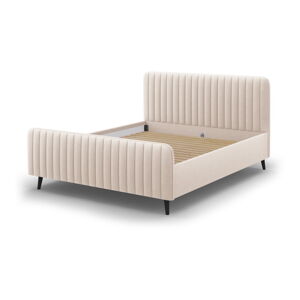 Béžová čalúnená dvojlôžková posteľ s roštom 160x200 cm Lily - Micadoni Home