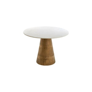 Biely/v bronzovej farbe okrúhly jedálenský stôl s doskou v dekore mramoru ø 100 cm Leyda – Light & Living