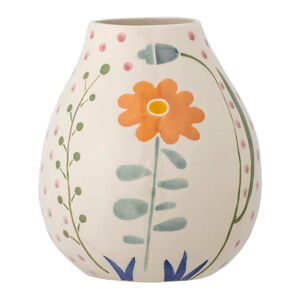 Krémovobiela kameninová ručne maľovaná váza (výška  17 cm) Taza – Bloomingville