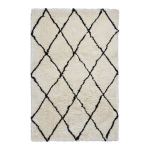 Béžovo-čierny ručne tuftovaný koberec Think Rugs Morocco Ivory & Black, 150 × 230 cm