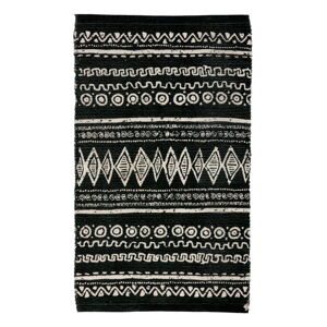 Čierno-biely bavlnený koberec Webtappeti Ethnic, 55 x 140 cm