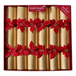 Vianočné crackery v súprave 6 ks Glitter Poinsettia - Robin Reed