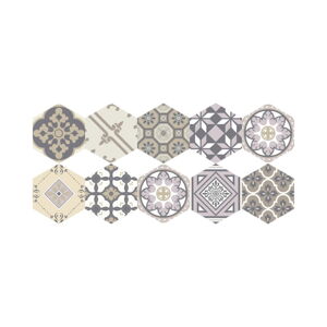 Sada 10 samolepiek na podlahu Ambiance Floor Stickers Hexagons Vita, 40 × 90 cm