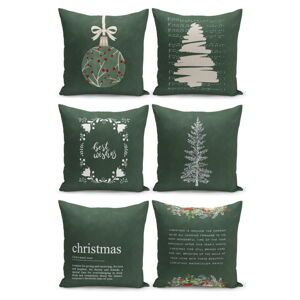 Súprava 6 vianočných dekoratívnych obliečok na vankúš Kate Louise Christmas Noel, 43 x 43 cm