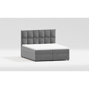 Sivá čalúnená dvojlôžková posteľ s úložným priestorom 200x200 cm Flip – Ropez