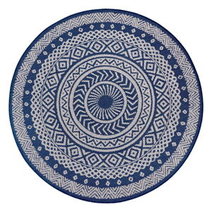 Modro-sivý vonkajší koberec Ragami Round, ø 120 cm