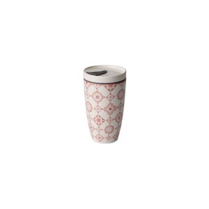 Červeno-biely porcelánový termohrnček Villeroy & Boch Like To Go, 350 ml