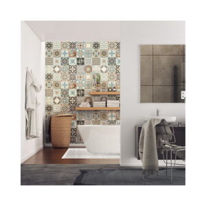 Sada 24 nástenných samolepiek Ambiance Wall Stickers Cement Tiles Rumba, 15 × 15 cm