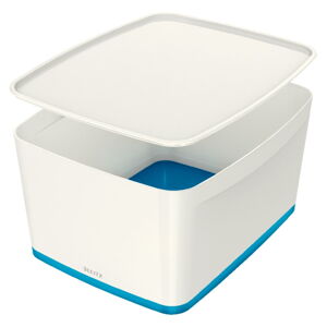 Bielo-modrý plastový úložný box s vekom MyBox - Leitz