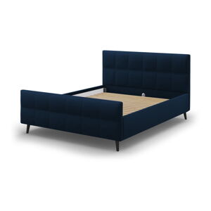 Tmavomodrá čalúnená dvojlôžková posteľ s roštom 180x200 cm Gigi - Micadoni Home