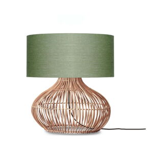Stolová lampa s textilným tienidlom v zeleno-prírodnej farbe (výška 60 cm) Kalahari – Good&Mojo