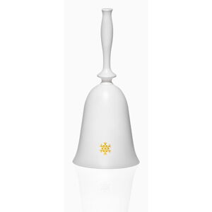 Biely sklenený vianočný zvonček Crystalex Nordic Vintage, výška 17,9 cm