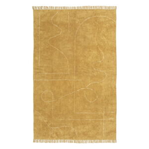 Oranžový ručne tkaný bavlnený koberec Westwing Collection Lines, 200 x 300 cm