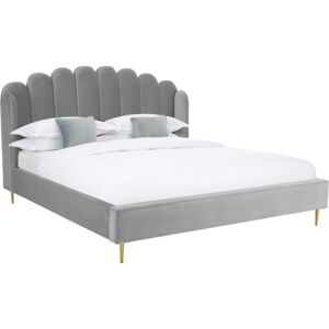 Sivá čalúnená posteľ Westwing Collection Glamour, 180 x 200 cm