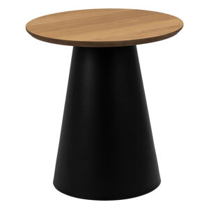 Čierny/v prírodnej farbe okrúhly konferenčný stolík s doskou v dubovom dekore ø 45 cm Soli – Actona