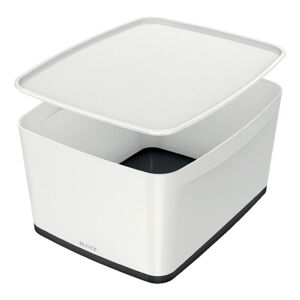 Bielo-čierny plastový úložný box s vekom MyBox - Leitz