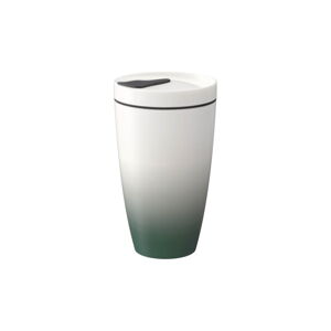 Zeleno-biely porcelánový cestovný hrnček Villeroy & Boch Like To Go, 350 ml