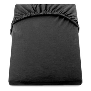 Čierna elastická bavlnená plachta DecoKing Amber Collection, 220 - 240 × 200 cm