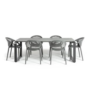 Sivá záhradná súprava nábytku so 6 stoličkami Le Bonom Joanna Strong