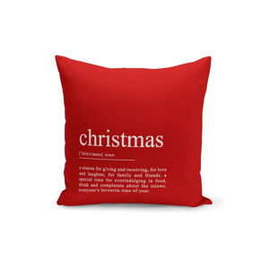 Červená vianočná dekoratívna obliečka na vankúš Kate Louise Christmas Noel, 43 x 43 cm