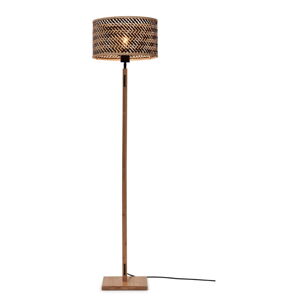 Stojacia lampa s bambusovým tienidlom v čierno-prírodnej farbe (výška 128 cm) Java – Good&Mojo