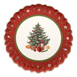 Bielo-červený porcelánový vianočný tanier Toy's Delight Villeroy&Boch, ø 33 cm