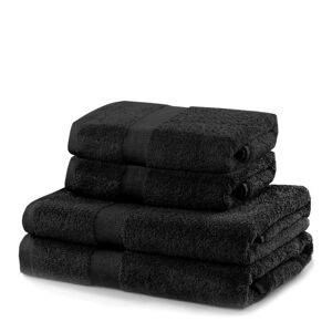 Čierne froté bavlnené uteráky a osušky v súprave 4 ks Marina – DecoKing