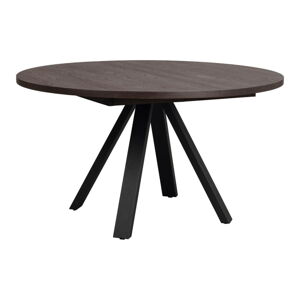 Tmavohnedý okrúhly rozkladací jedálenský stôl v dekore duba ø 135 cm Maddock – Rowico