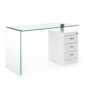 Pracovný stôl so sklenenou doskou 65x125 cm Bow – Tomasucci