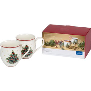 Súprava 2 bielych porcelánových hrnčekov s vianočným motívom Villeroy & Boch X-mas tree