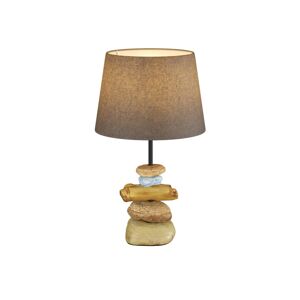 Stolná lampa Vera, látkové tienidlo a kameň, 38 cm