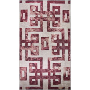 Červený/béžový koberec behúň 200x80 cm - Vitaus