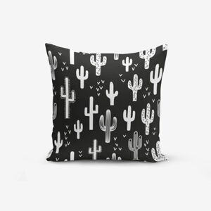 Čierno-biela obliečka na vankúš s bavlnou Minimalist Cushion Covers Black White Cactus Duro, 45 × 45 cm