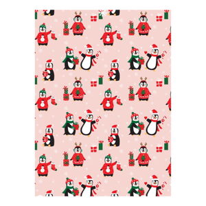 5 hárkov ružového baliaceho papiera eleanor stuart Penguin Christmas, 50 x 70 cm