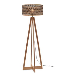 Stojacia lampa s bambusovým tienidlom v čierno-prírodnej farbe (výška 145 cm) Java – Good&Mojo