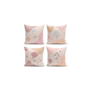Súprava 4 dekoratívnych obliečok na vankúše Minimalist Cushion Covers Draw Art Women, 45 x 45 cm