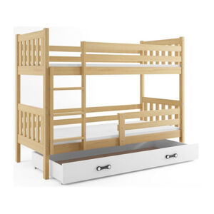 Detská poschodová posteľ CARINO s úložným priestorom 80x190 cm - borovica Ružová